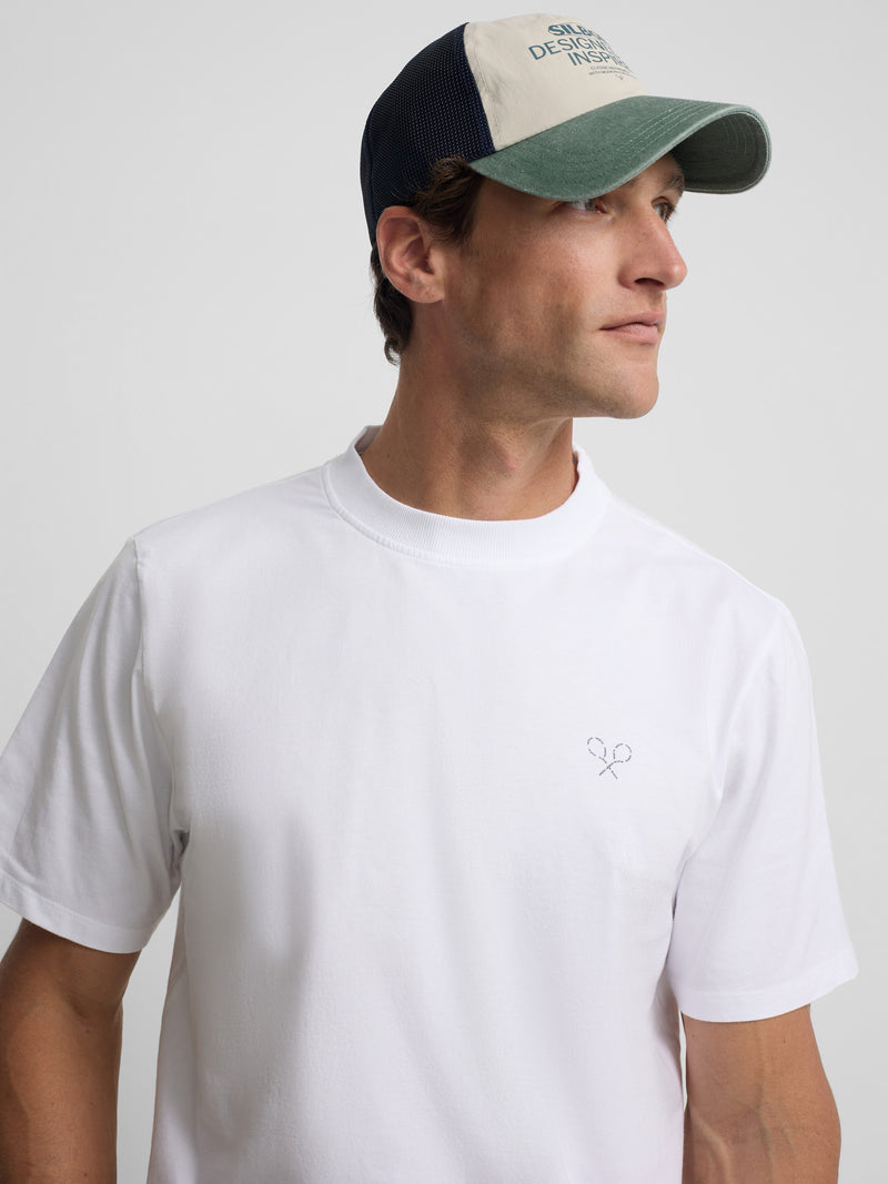 T-shirt blanche avec lettrage raquettes