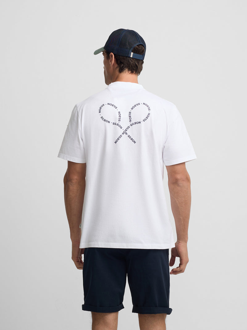 T-shirt blanche avec lettrage raquettes
