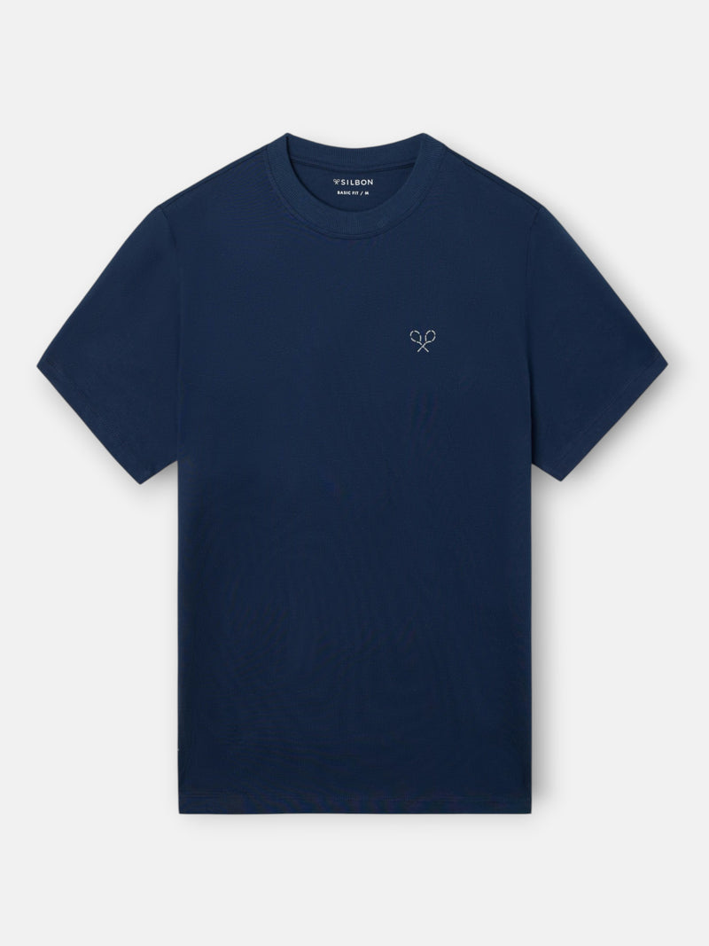 T-shirt raquetes lettering azul-marinho
