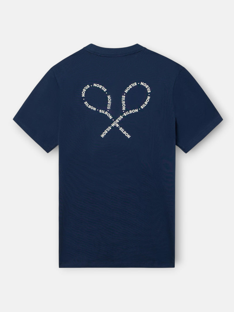 T-shirt raquetes lettering azul-marinho