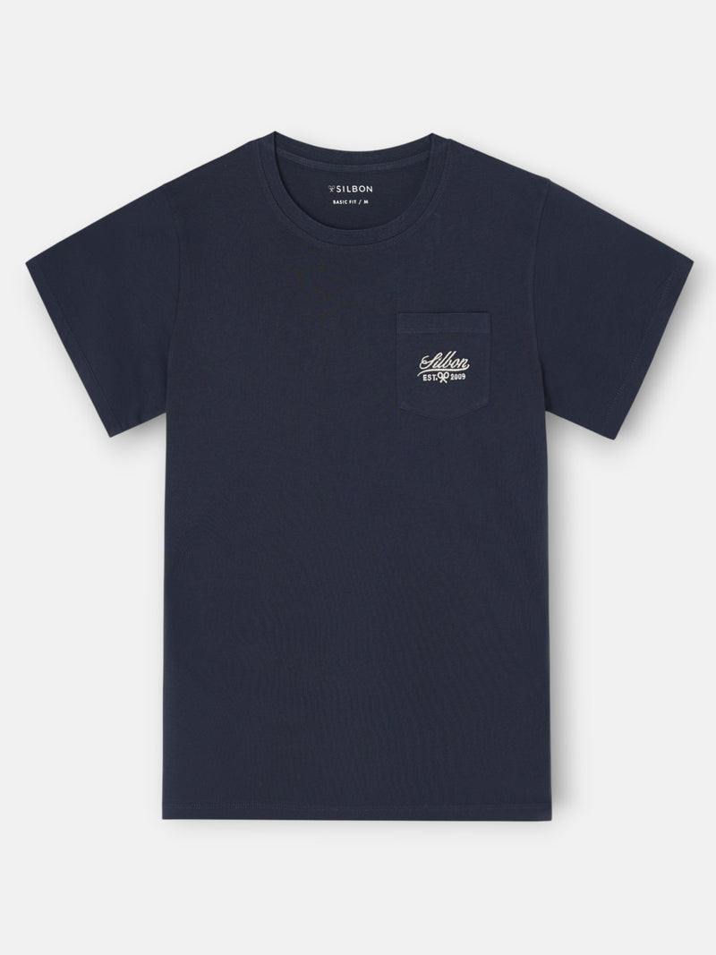 Camiseta bolsillo garmet dye azul marino