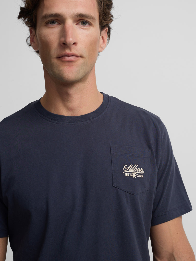 Camiseta bolsillo garmet dye azul marino
