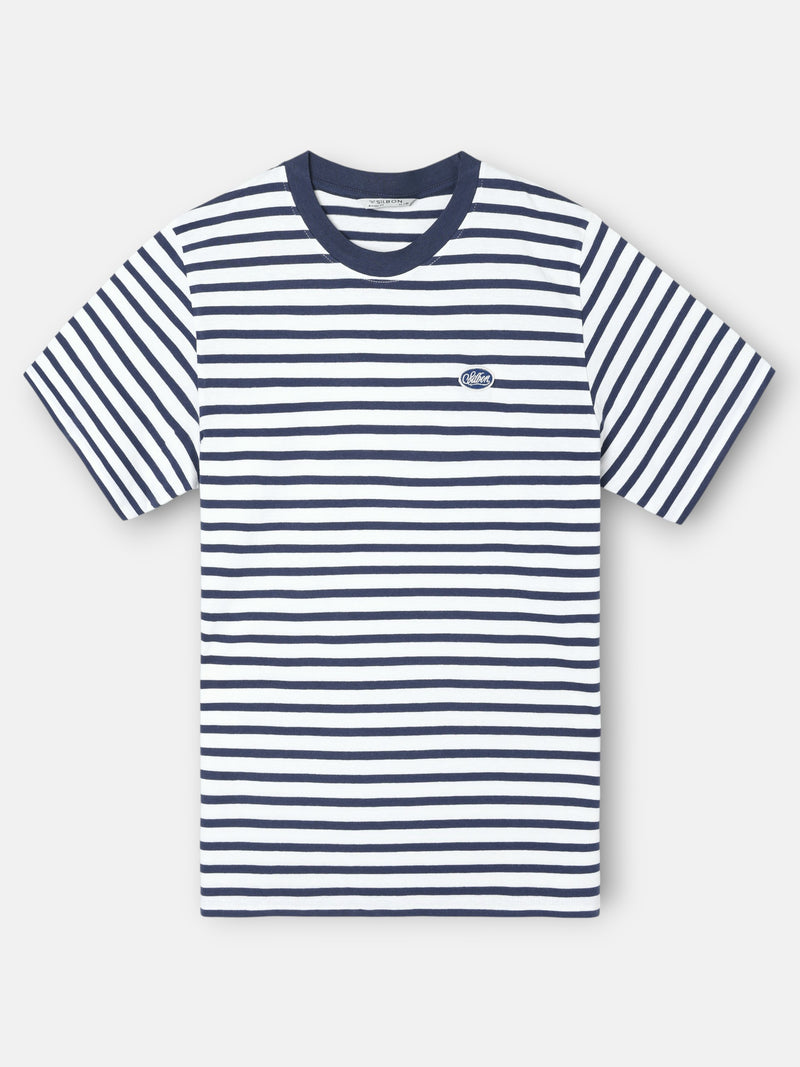 Camisola rústica às riscas azul-marinho