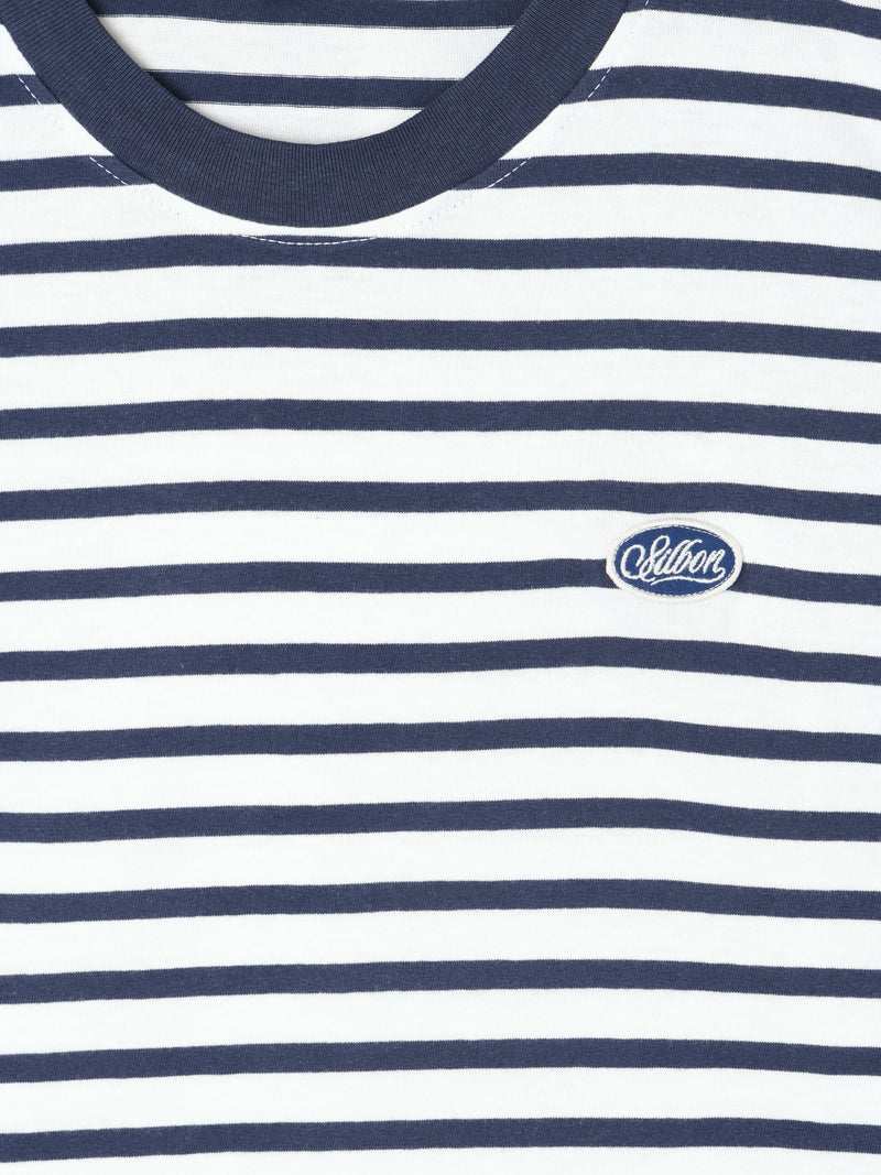 Camisola rústica às riscas azul-marinho