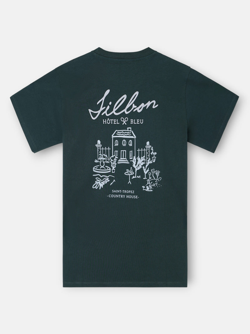 T-shirt hôtel bleu vert foncé