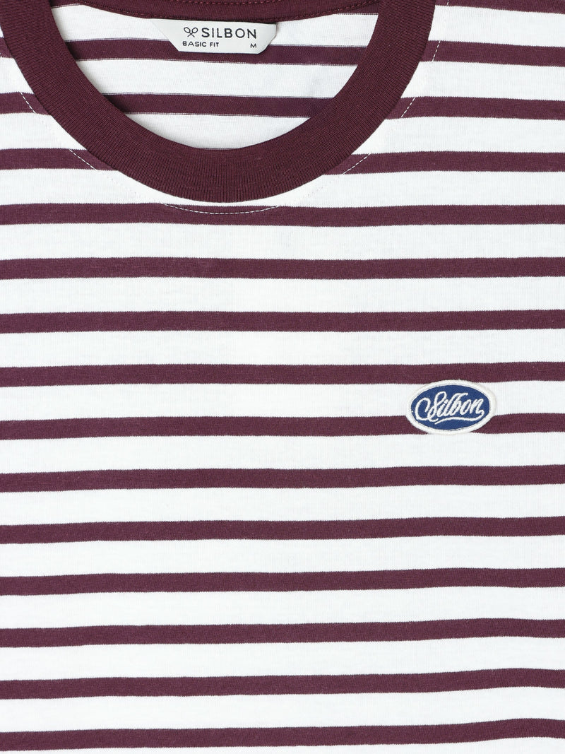 Camisola rústica riscas bordô