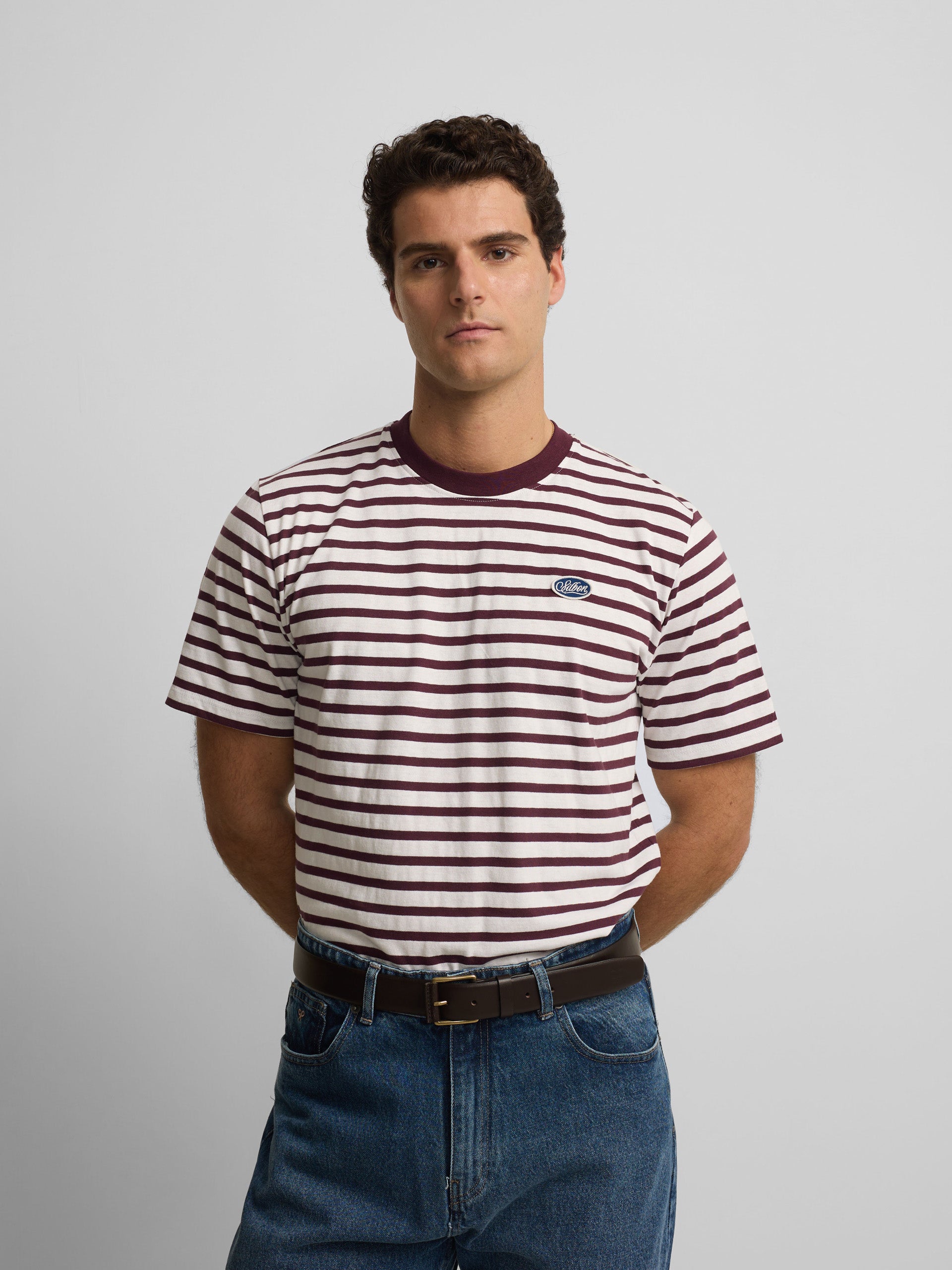 Camiseta rustica rayas burdeos