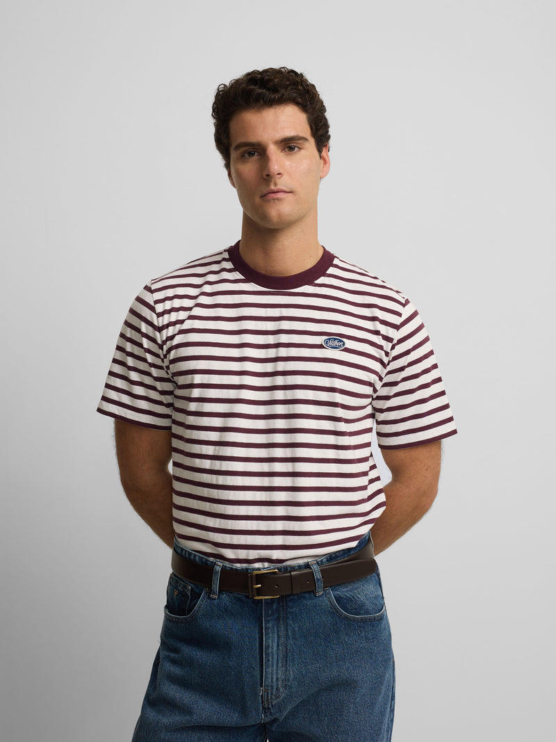 Camisola rústica riscas bordô