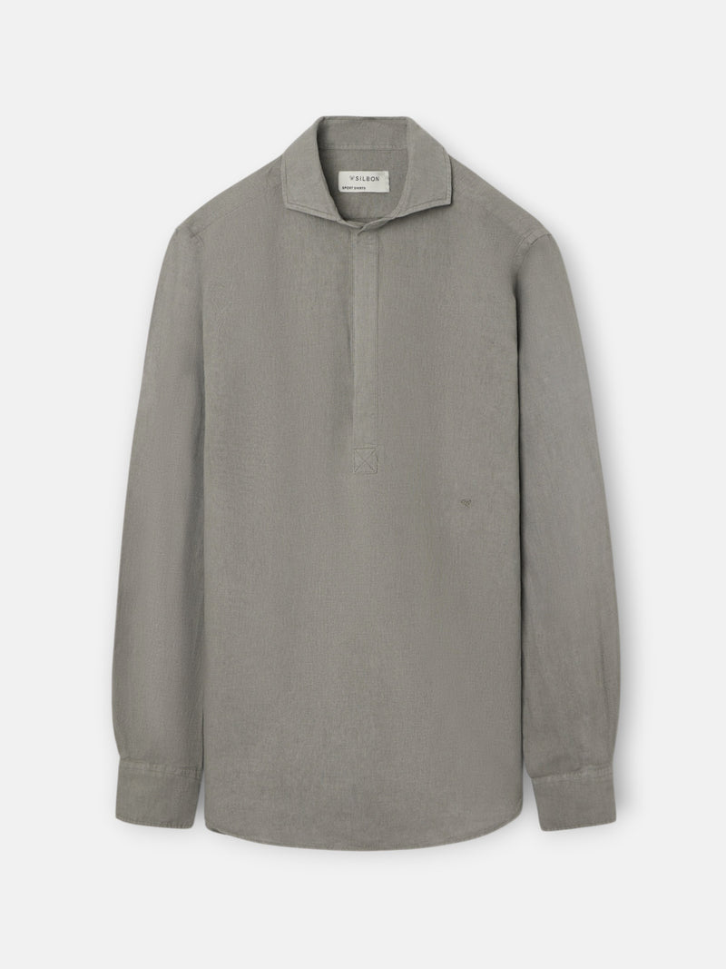Plain green linen polo