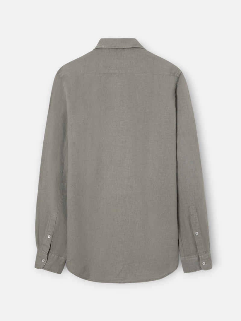 Plain green linen polo