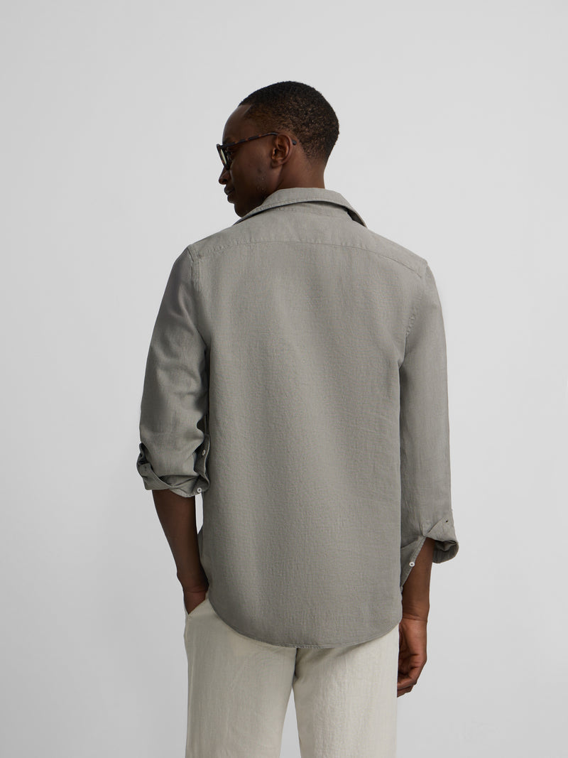 Plain green linen polo