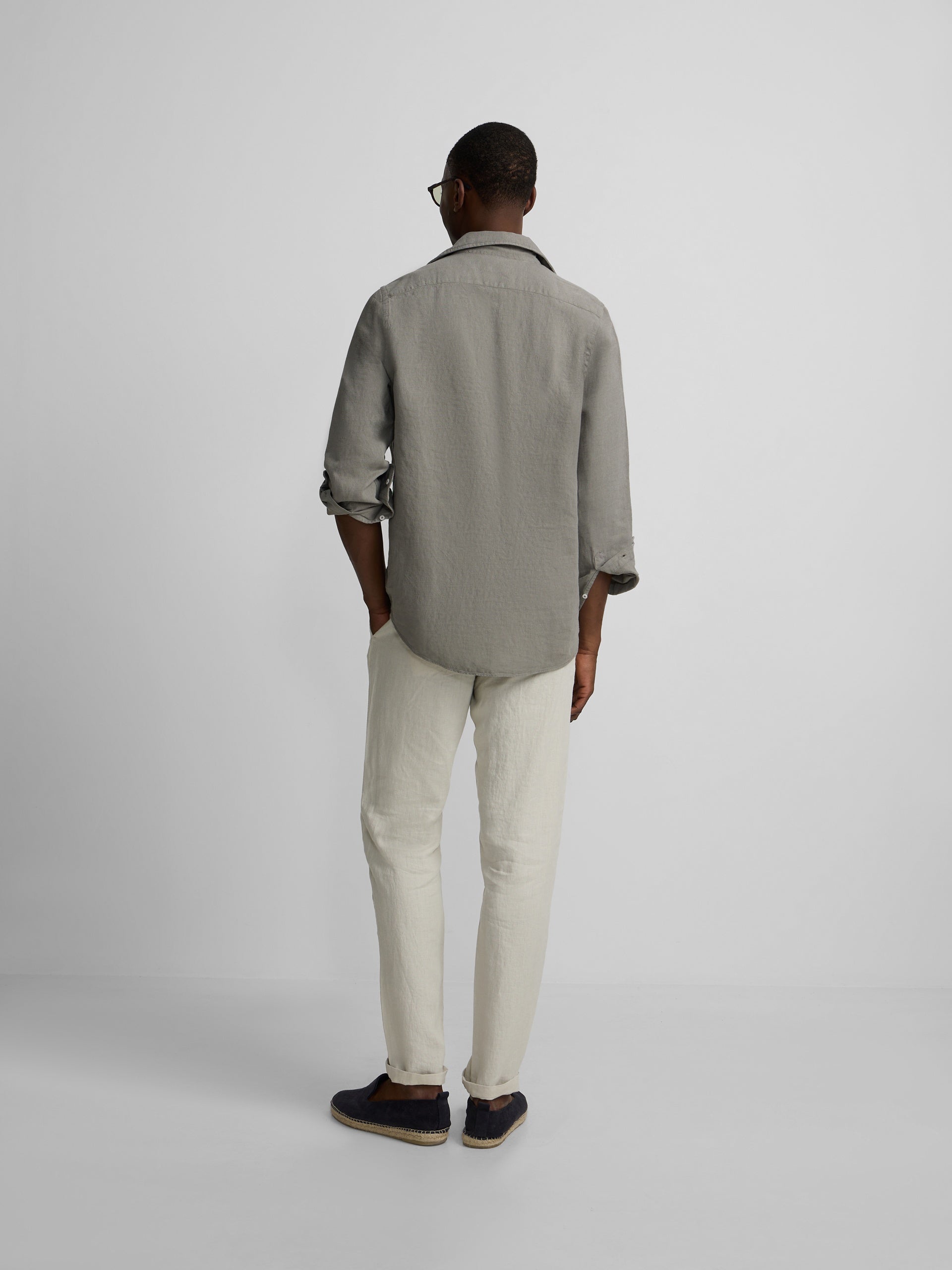 Camisa de linho lisa verde