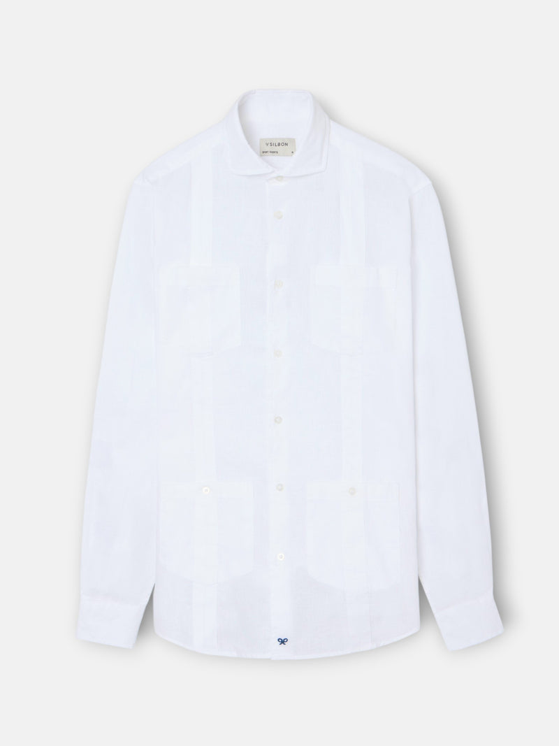 Guayabera sport lino blanca