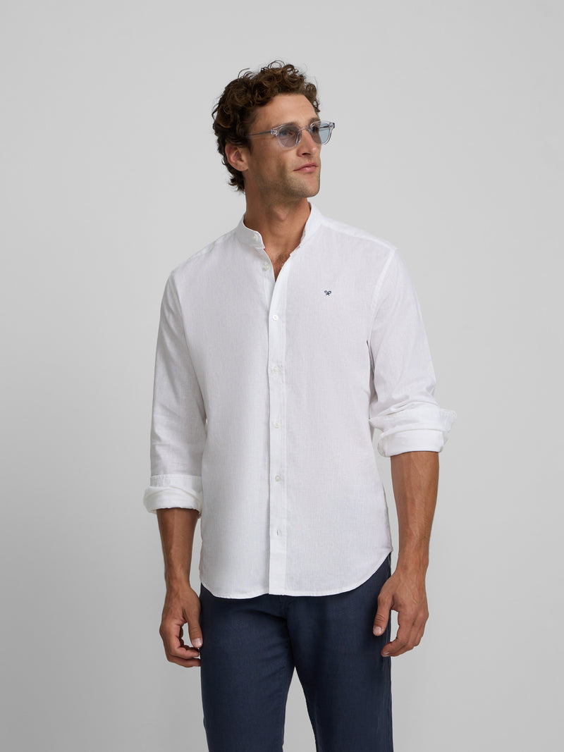 Camisa sport cuello mao blanco