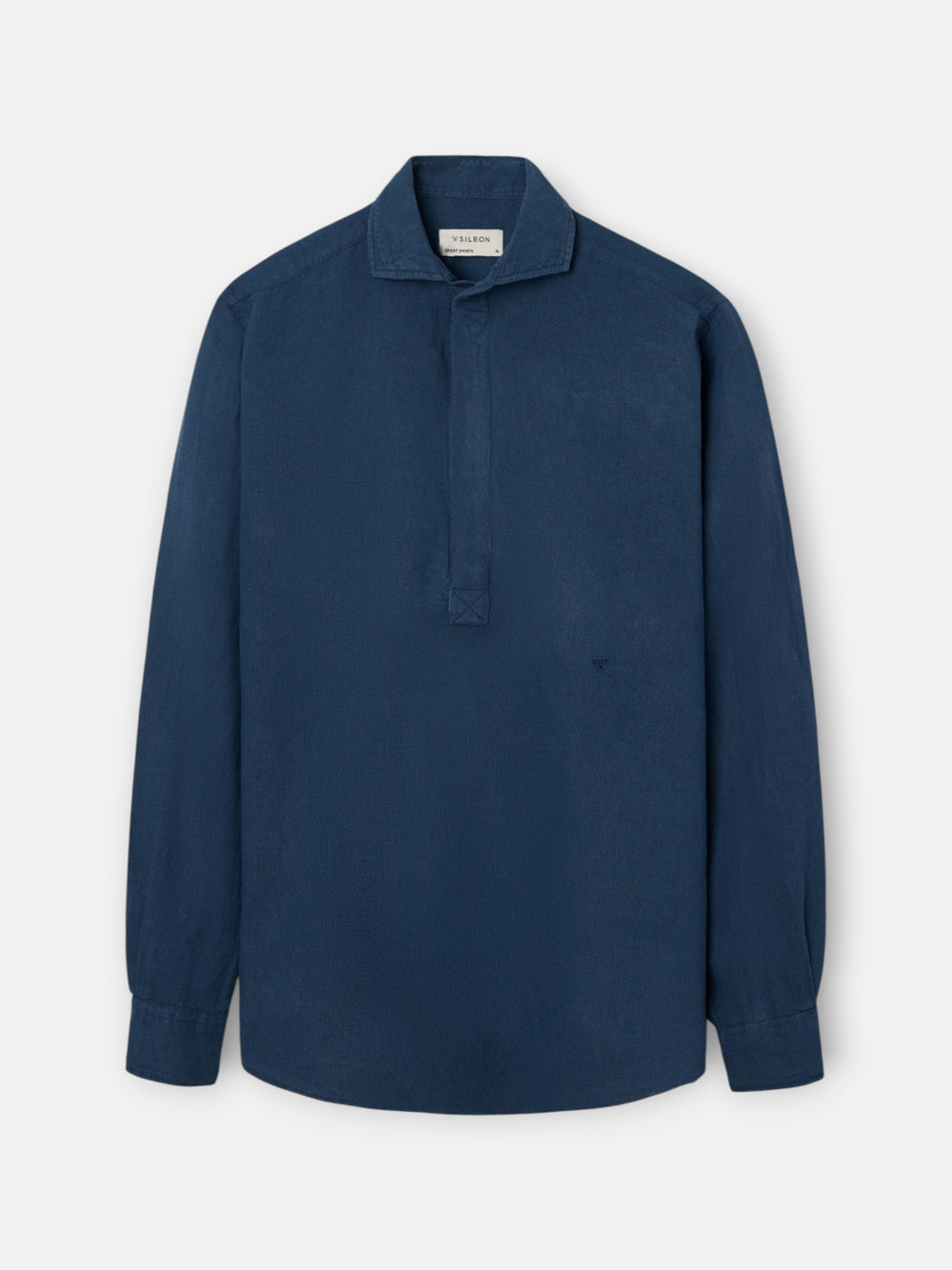 T-shirt en lin uni bleu marine