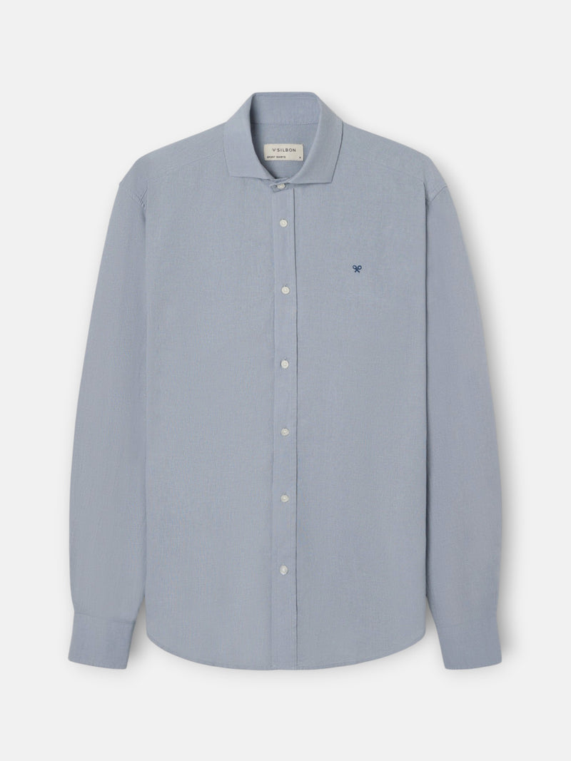 Camisa sport linho azul cinza