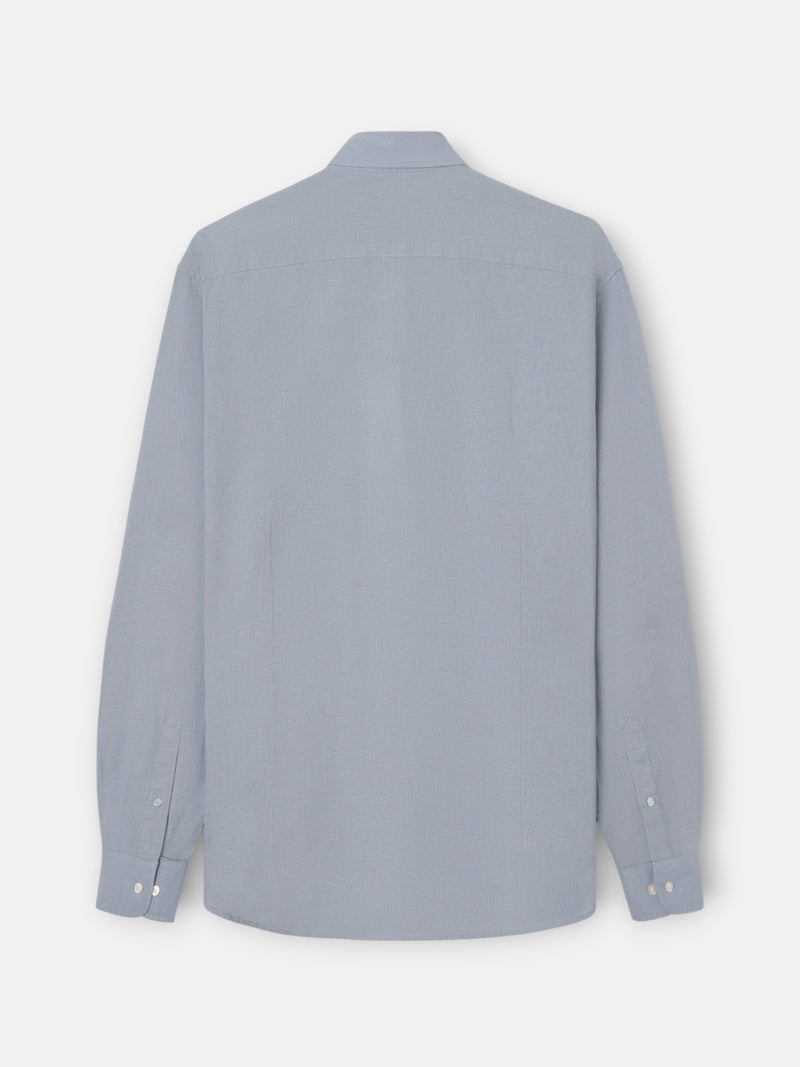 Camisa sport linho azul cinza