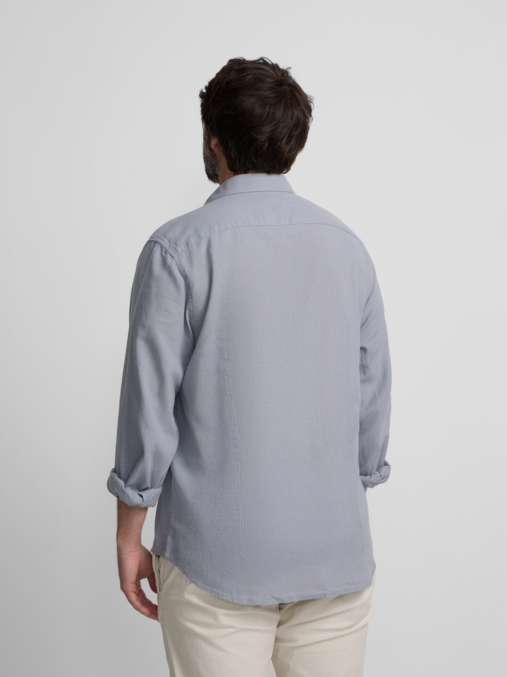 Camisa sport lino azul gris