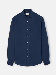 Camisa desportiva de linho azul-marinho