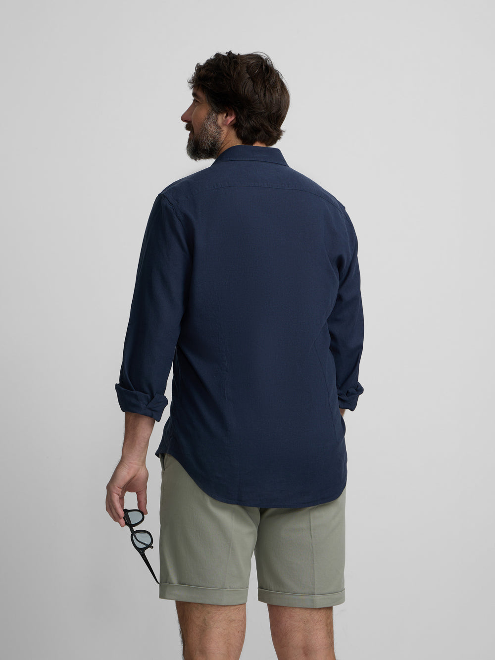 Camisa sport lino azul marino