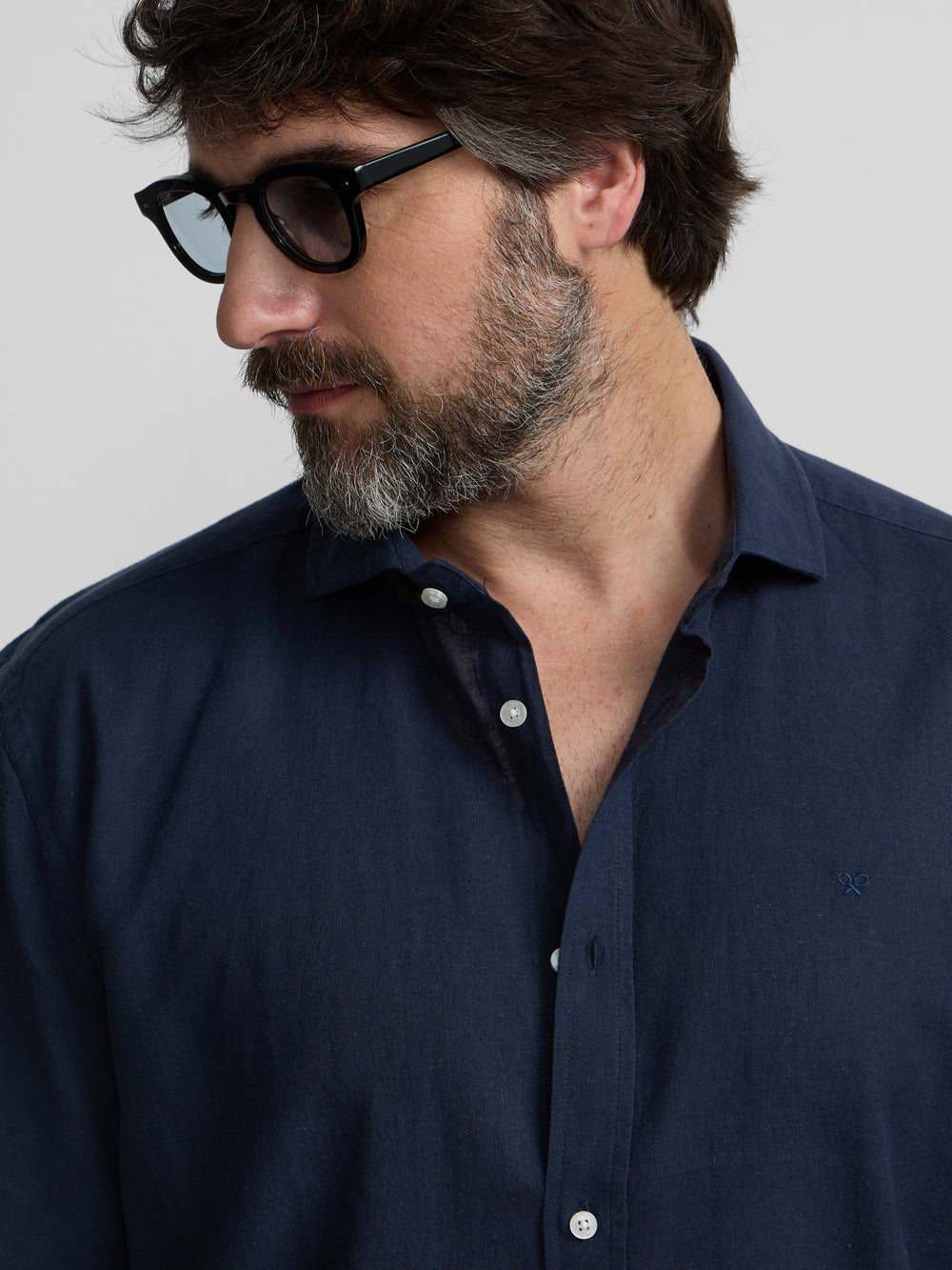 Camisa sport lino azul marino