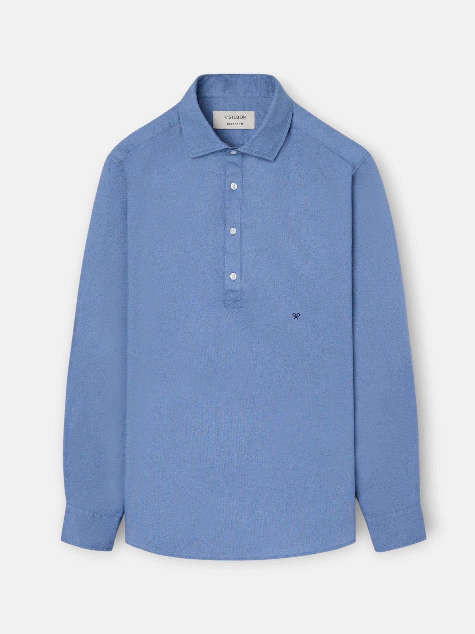 Blue linen sports polo shirt