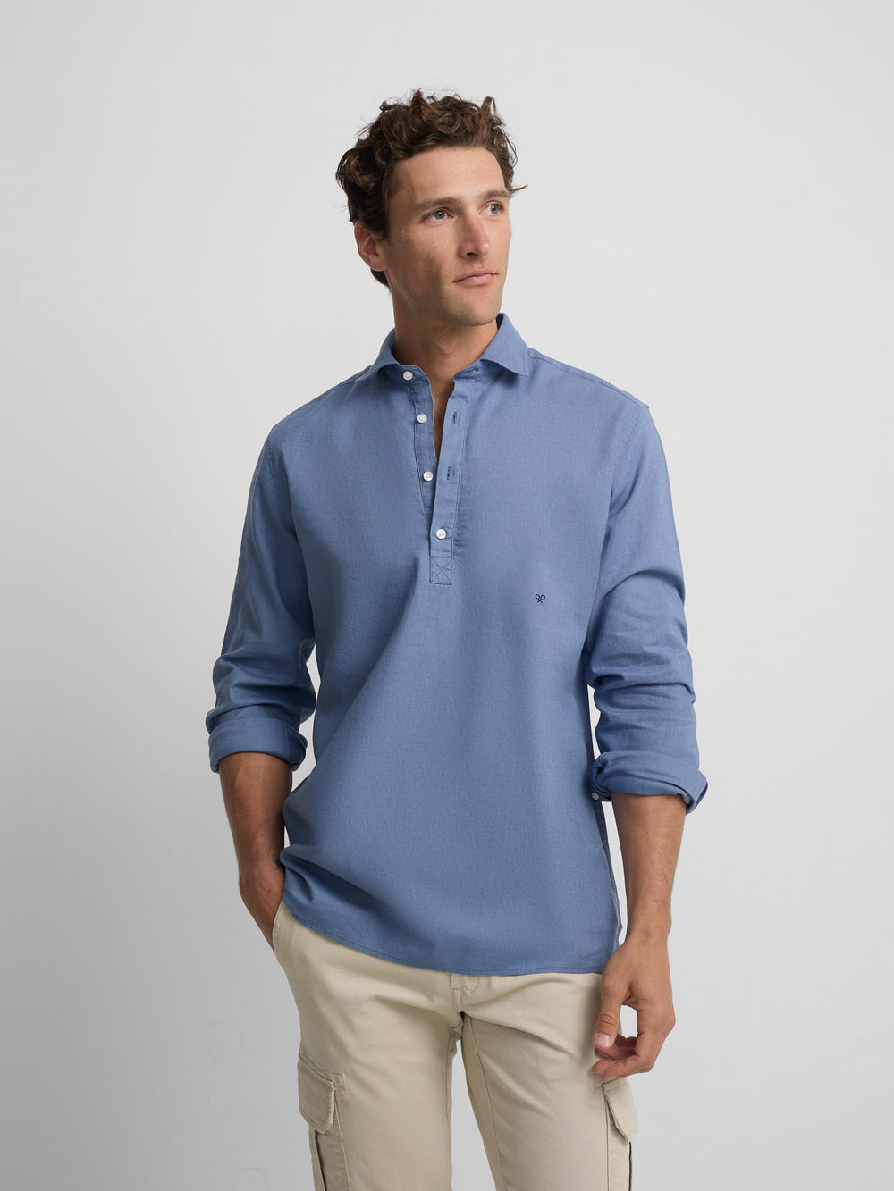 Chemise sport en lin bleu