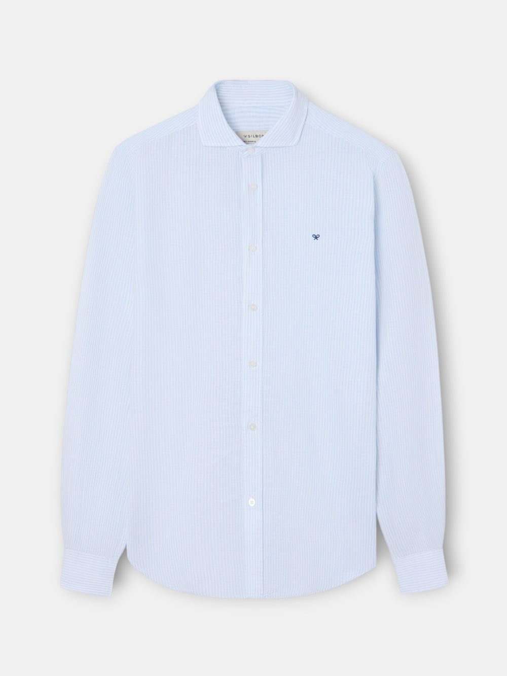 Camisa sport lino rayas celeste