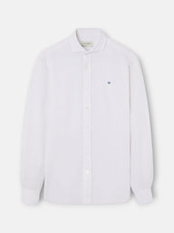 Camisa sport lino rayas beige