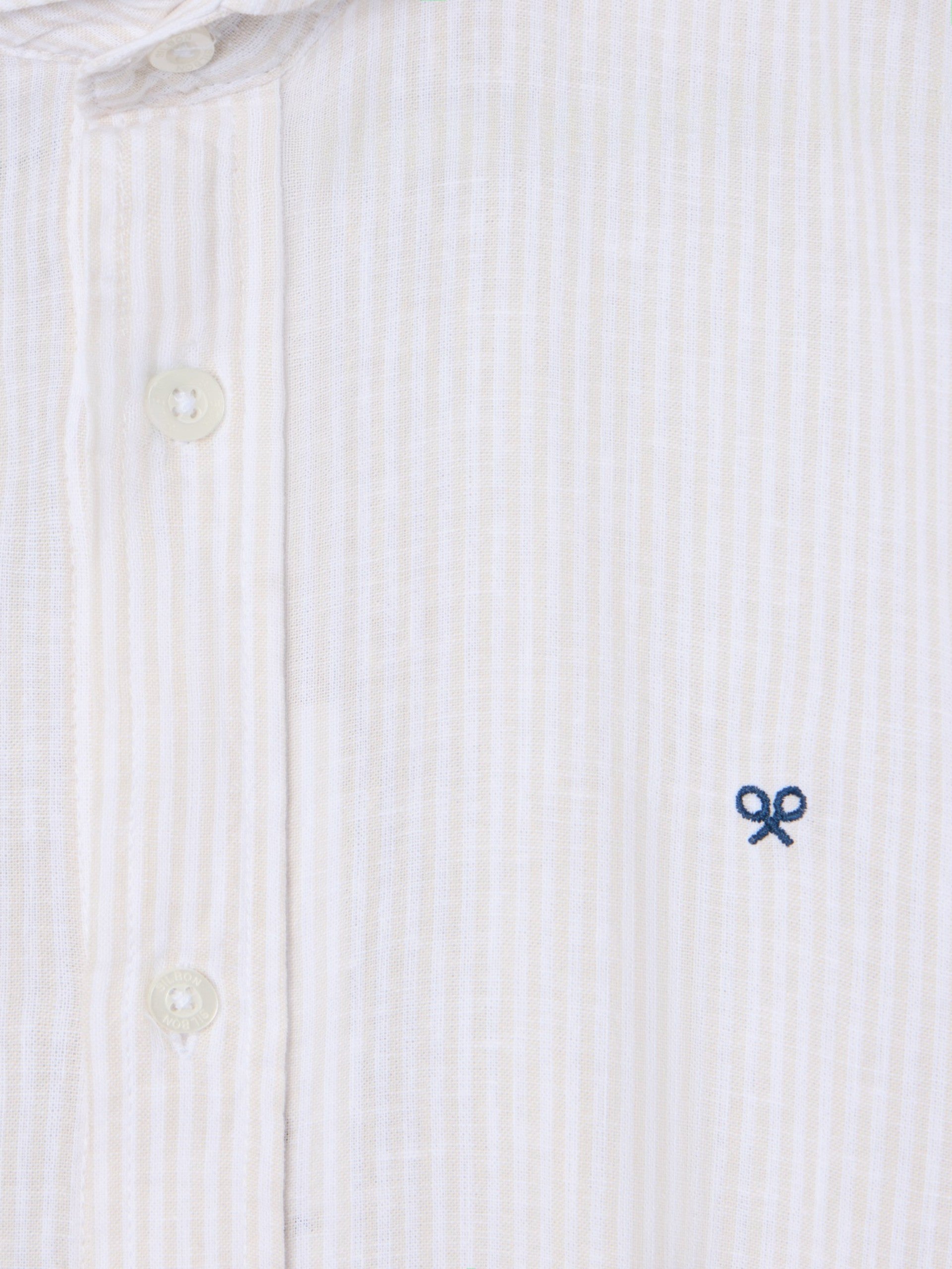 Chemise sport en lin à rayures beige