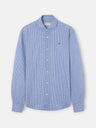 Indigo blue checked linen sport shirt