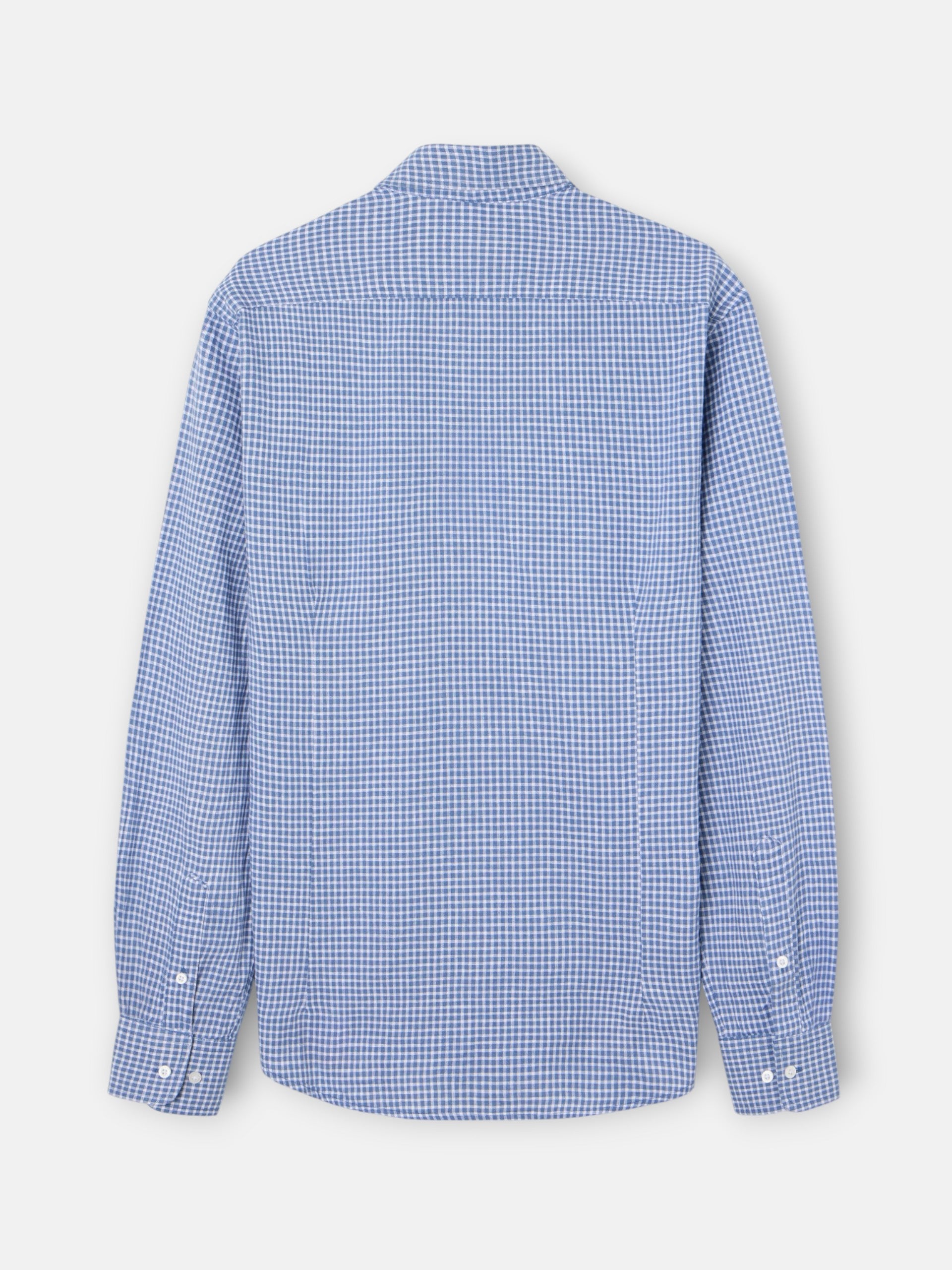 Camisa desportiva de linho aos quadrados azul índigo
