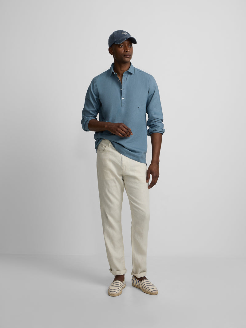 Polera sport lino petroleo