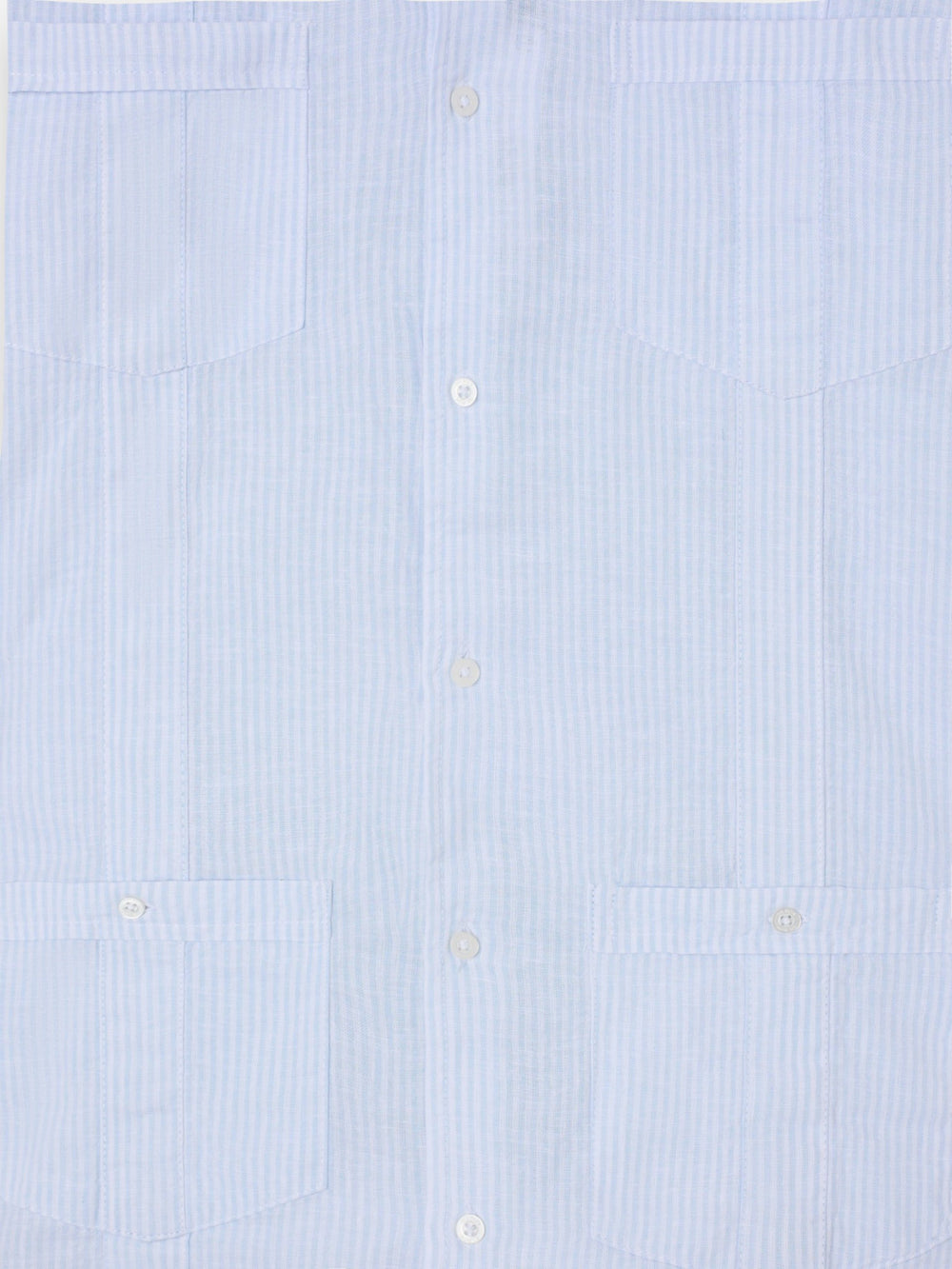 Sport linen guayabera with light blue stripes