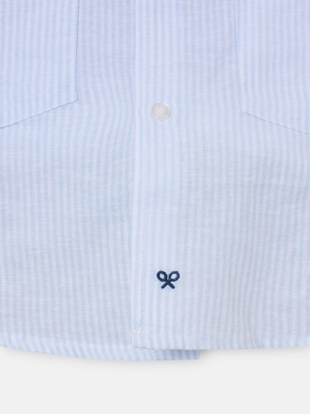 Sport linen guayabera with light blue stripes