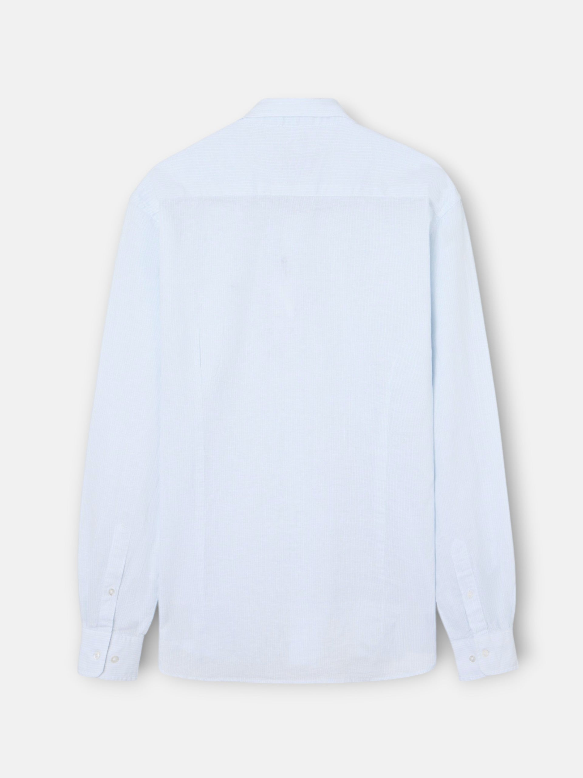 Chemise sport en lin à rayures bleu ciel