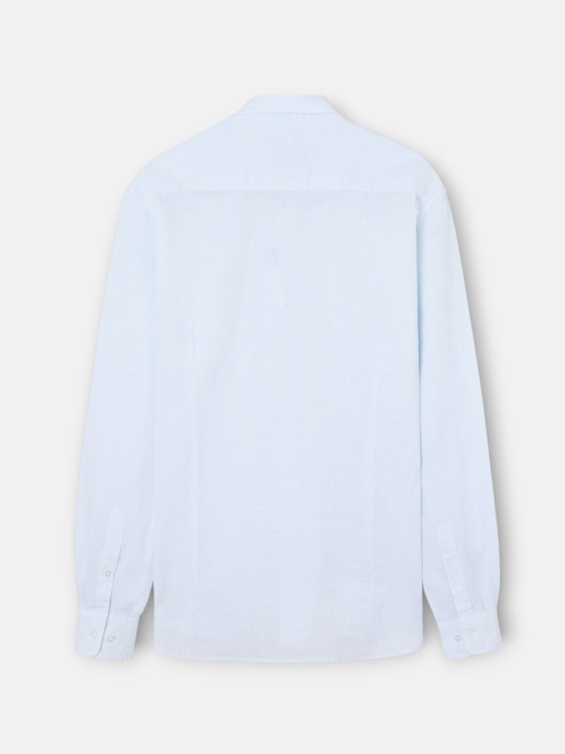 Camisa sport lino multirayas celestes