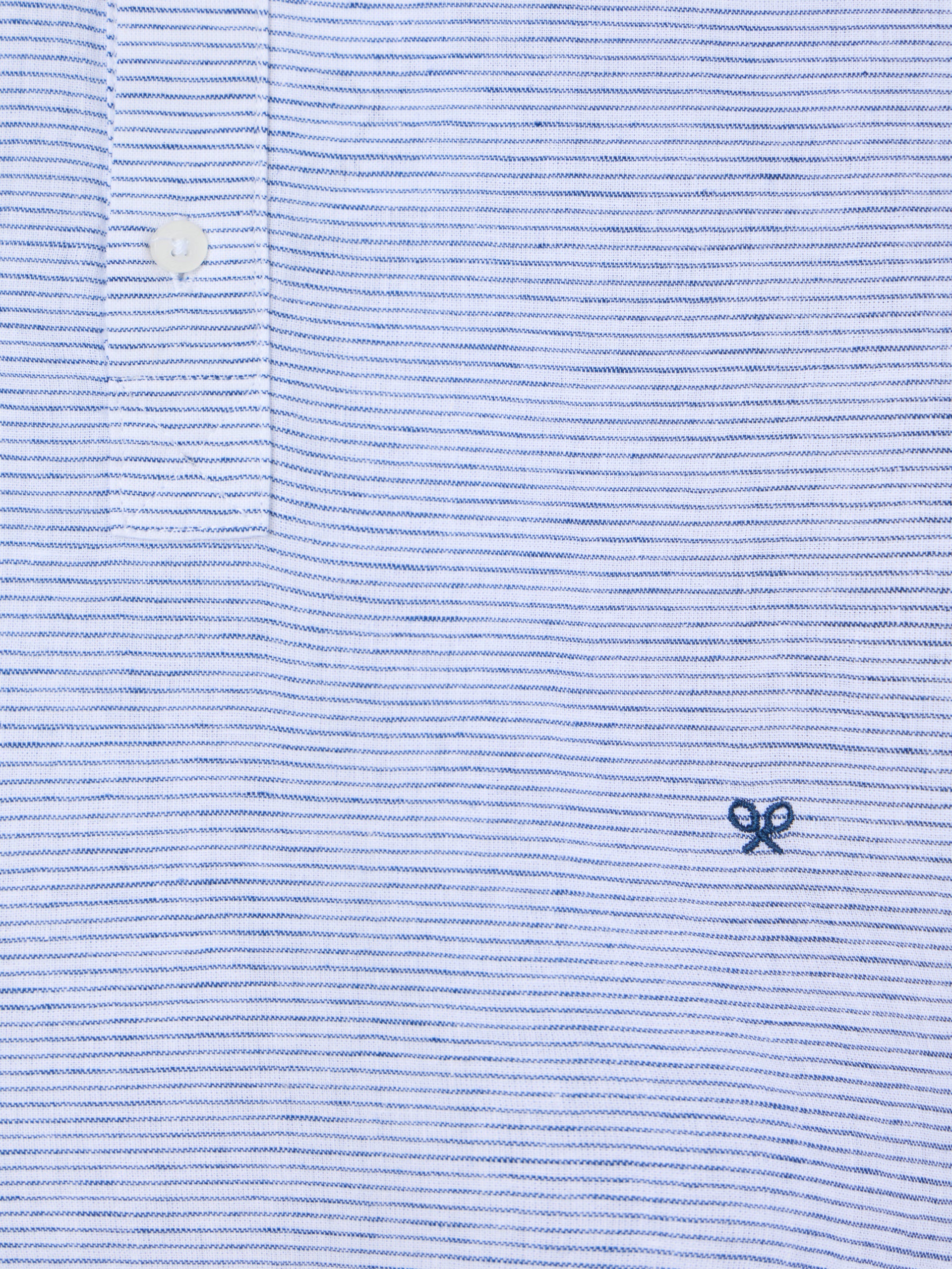 Navy striped linen sport polo