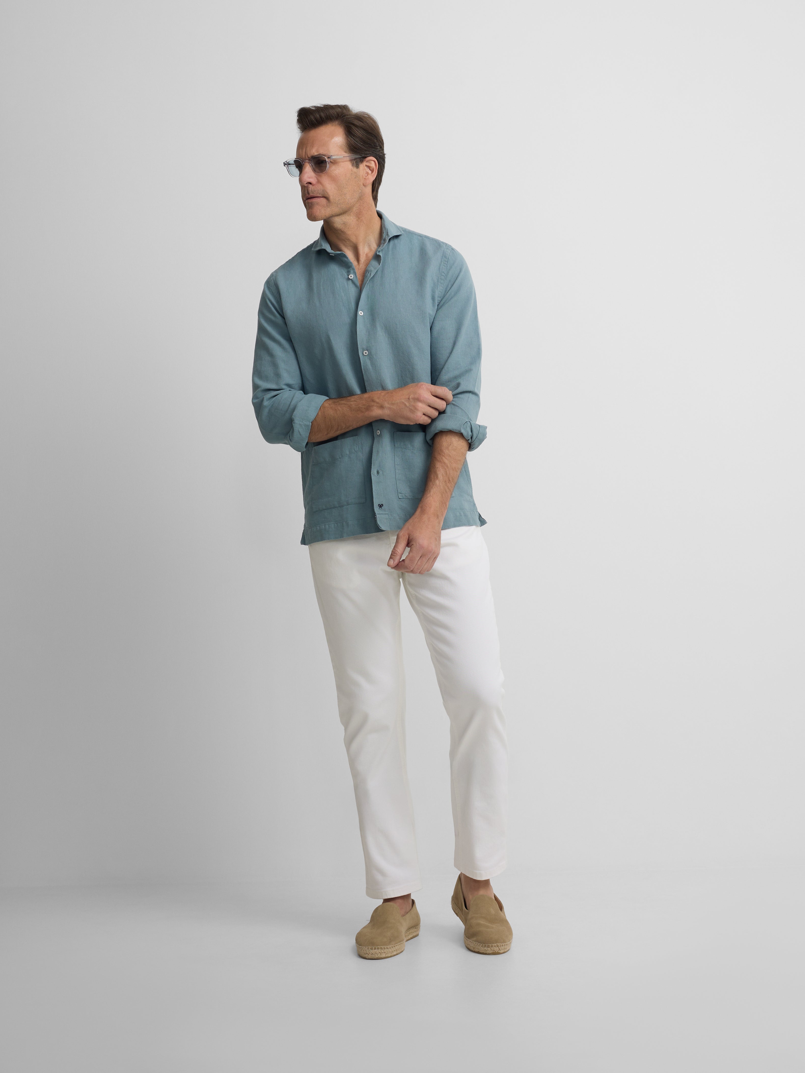 Indigo blue pocket sport shirt