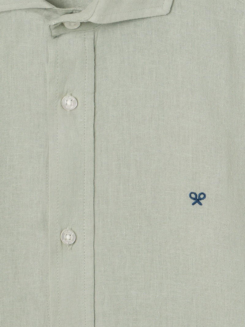 Chemise sport en lin vert moyen