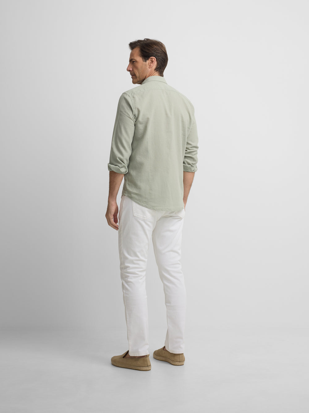 Camisa sport lino verde medio