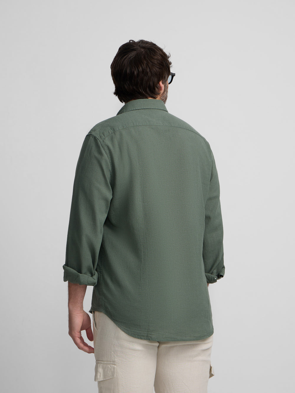 Camisa sport lino verde oscuro