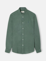 Camisa desportiva de linho verde escuro