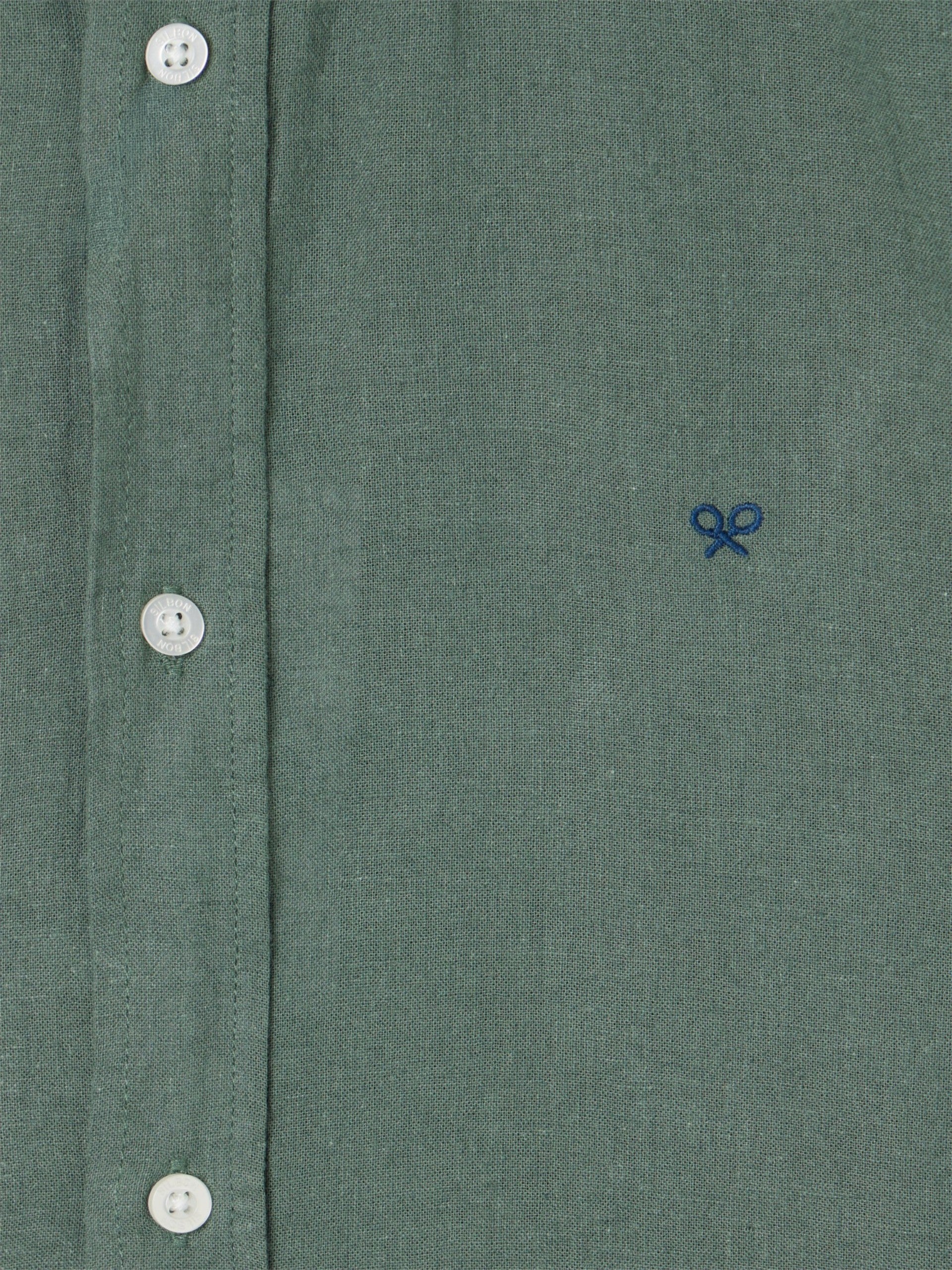 chemise sport en lin vert foncé