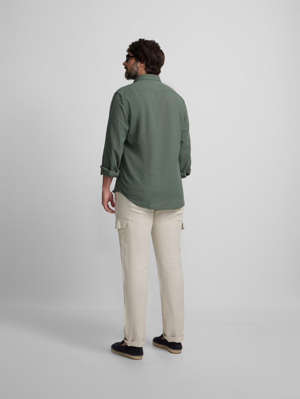 Camisa sport lino verde oscuro