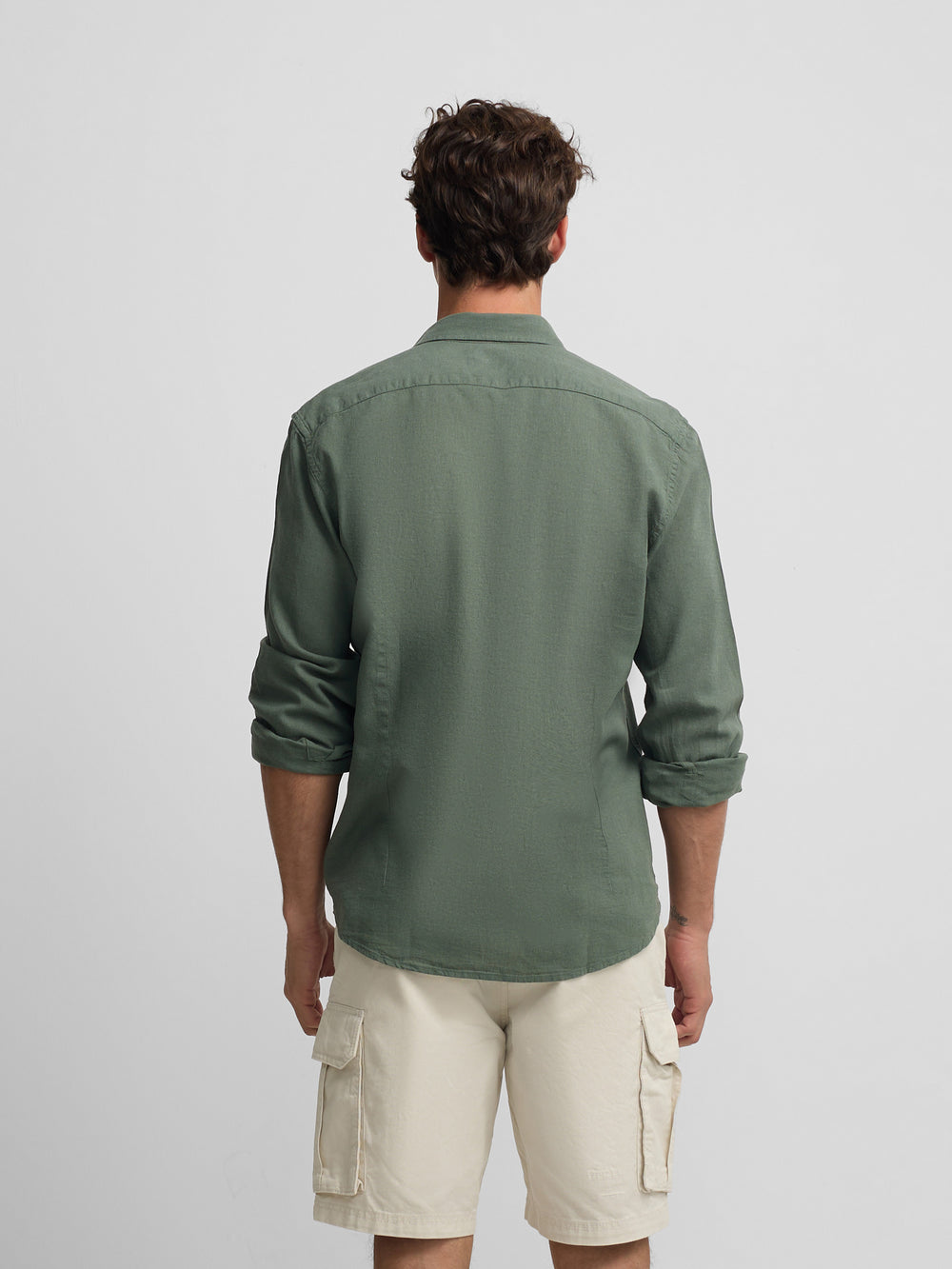 Chemise sport en lin vert foncé