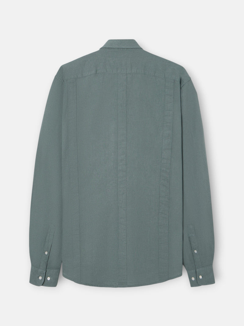 Guayabera desportiva de linho verde