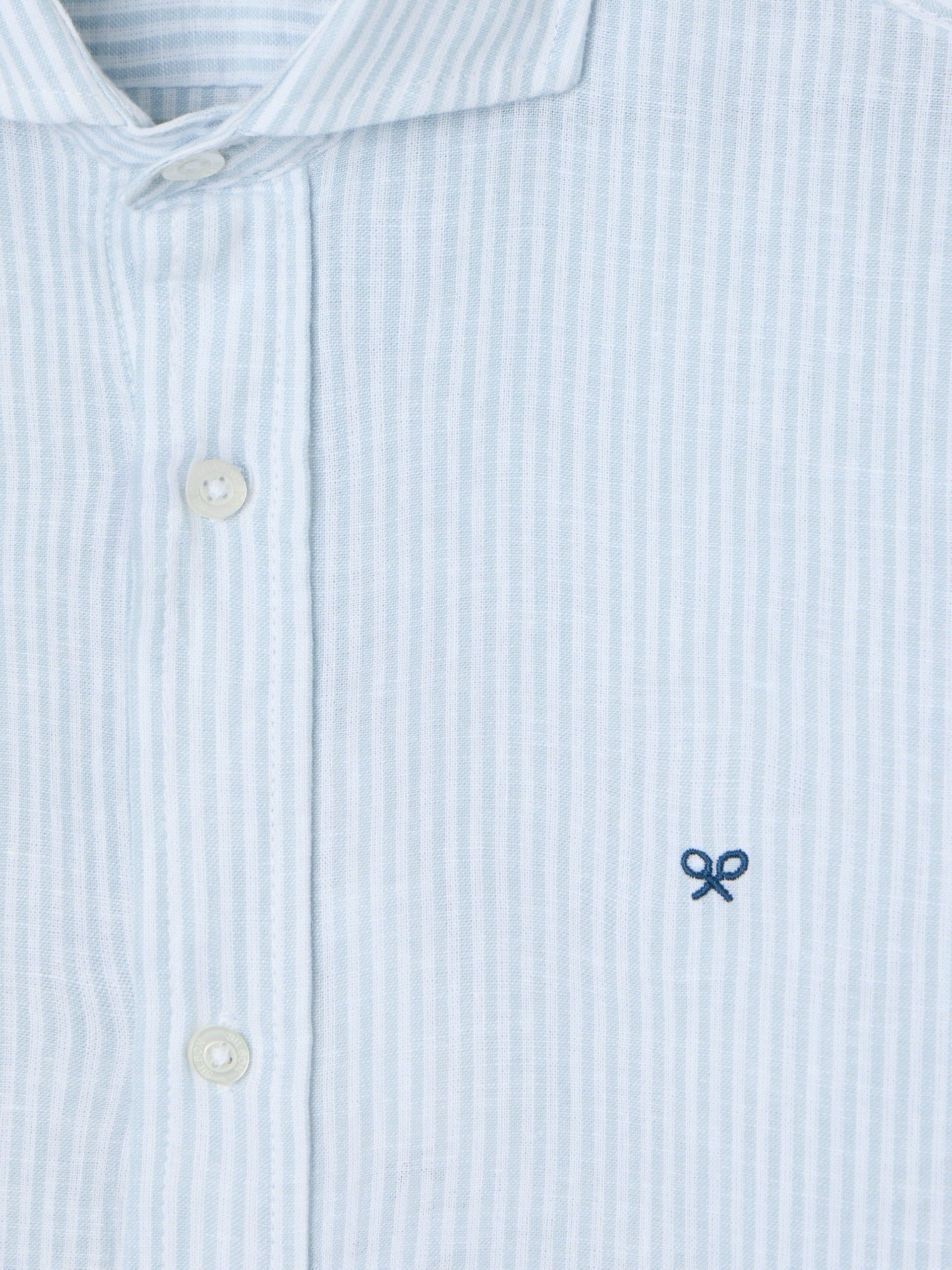 Camisa desportiva de linho às riscas verdes