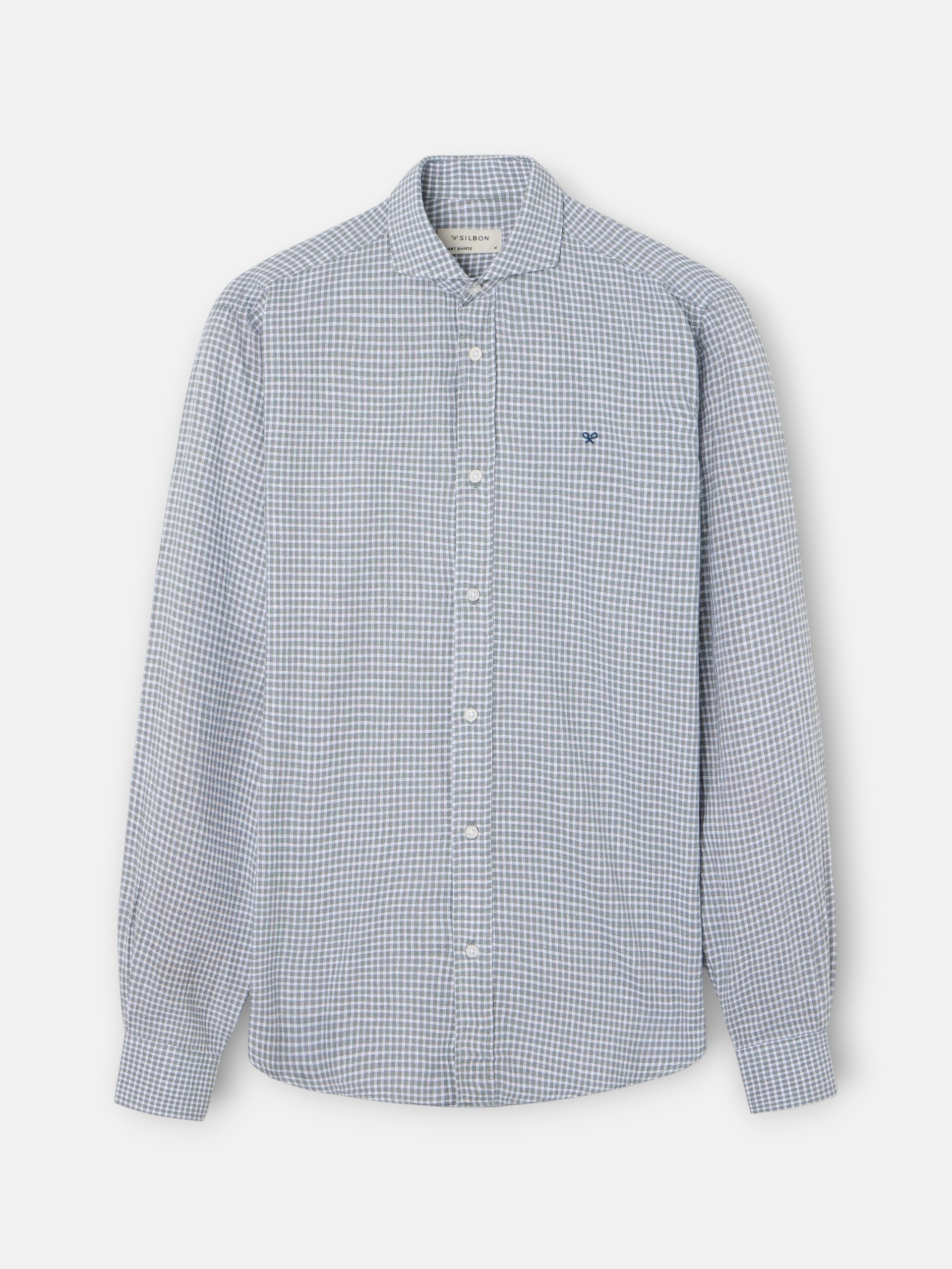 Camisa sport lino cuadros verde