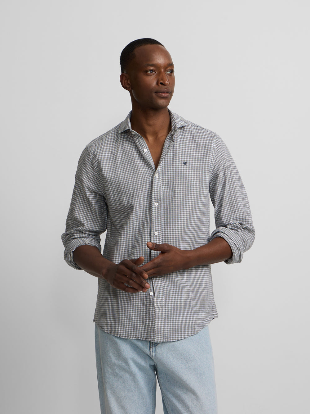 Camisa sport lino cuadros verde